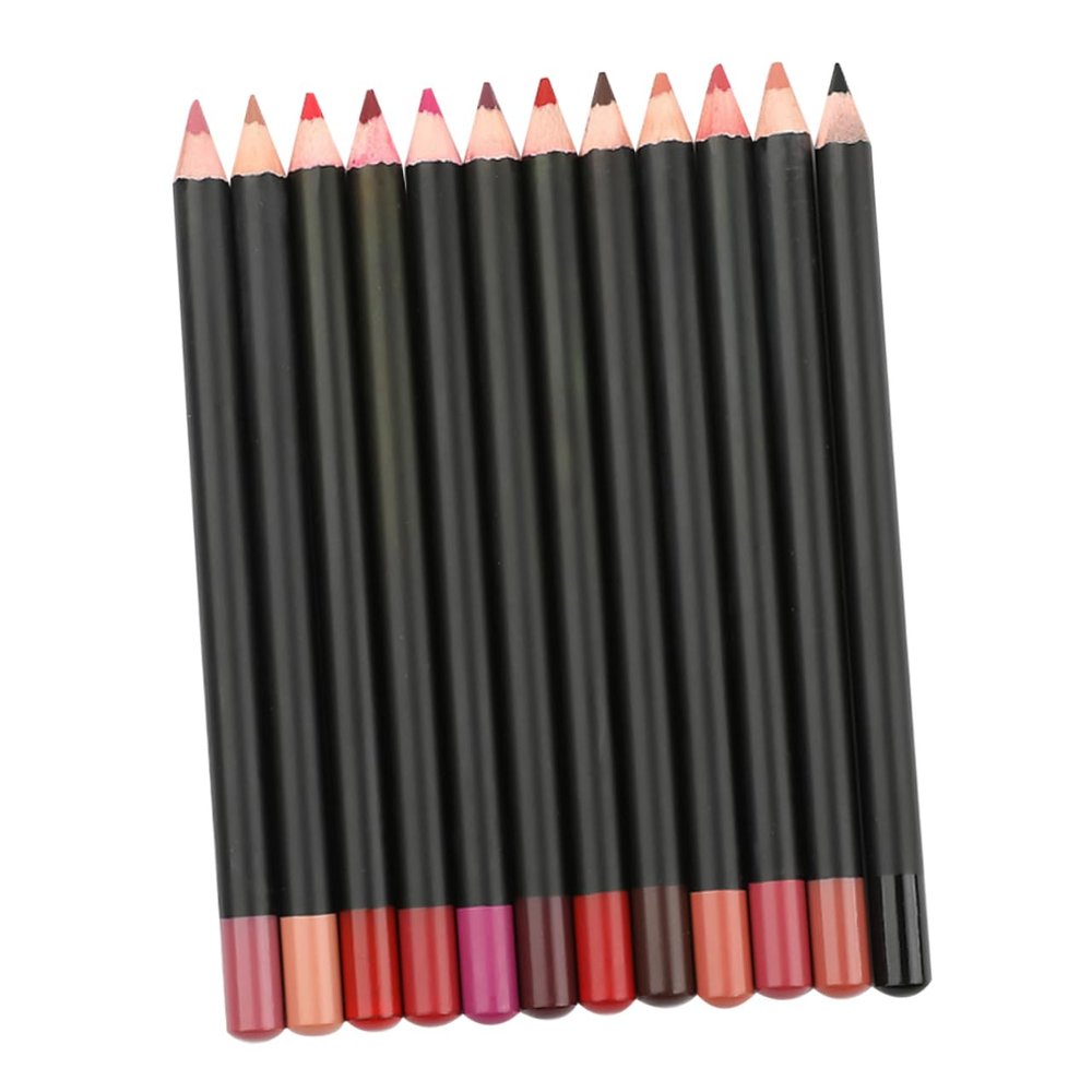 ERINGOGO 12pcs Lip Liner Pencils Matte Finish Smooth Lip Shaping Makeup Pencils Multi Use Eyeliner and Eyebrow for Precise Contouring and Wear