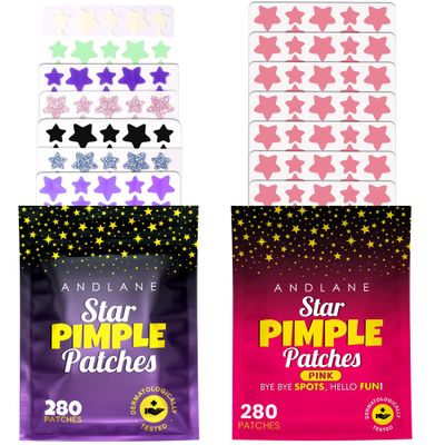 Andlane 280 Pcs Multicolor + 280 Pcs Pink Star Pimple Patches