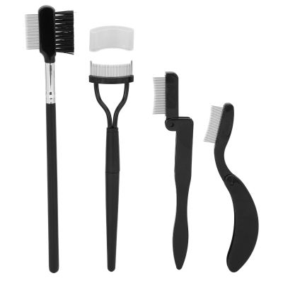 BRRNOO Eyebrow Eyelash Shaper, Stainless Steel Comb Set for Girls Women, Portable Grooming Brush with Plastic Handle, Rounded Comb Teeth, Portable Makeup Tool for Exquisite Eye Makeup