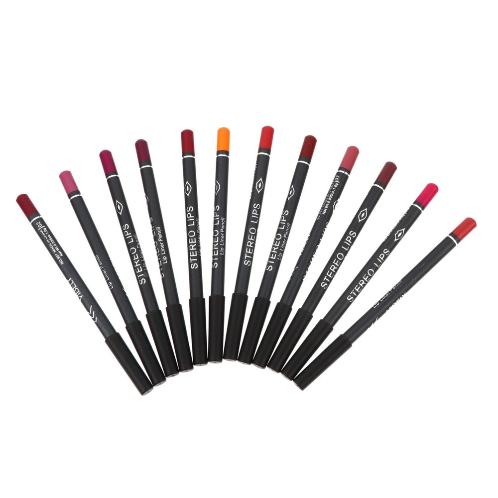 CIYODO 12Pcs Matte Lip Shaping Pencil Wood Cosmetic Accessory for Defining Lips Eyebrows and Eyeliner Pigmented Makeup Supplies