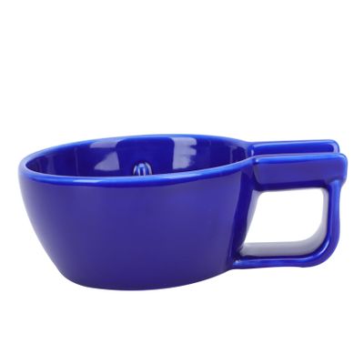 BATHVEVE Practical Ceramic Shaving Bowl for Men Foam Container Large Capacity Shave Soap Dish Elegant Blue Design Home Use Gift