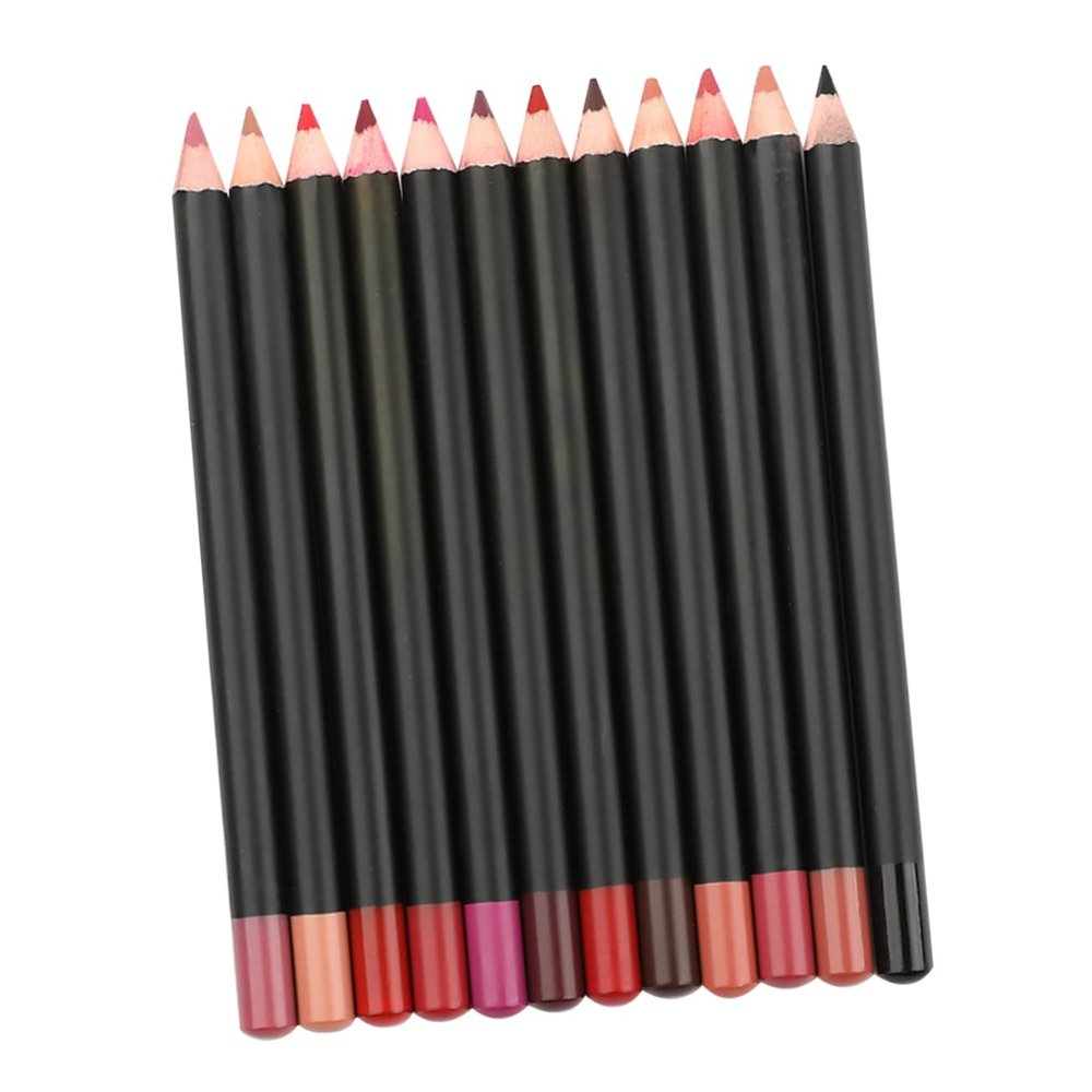 GANAZONO 12pcs Matte Lip Liner Pencils Portable Lip Shaping Makeup Easy Outline Travel Friendly Gift