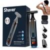 WUXO 2025 Upgraded Back Shaver for Men, LED Display Mens Back Shaver with Travel Case, Rechargeable with Long Handle, Safety Lock, IPX7, Multi-Functional Back Trimmer for Men,(Dark Black) view 1