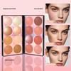 "16-Color Contour, Highlighter & Blush Palette with 2 Brushes  Long-Lasting Powder for Natural Glow & Face Sculpting" view 2