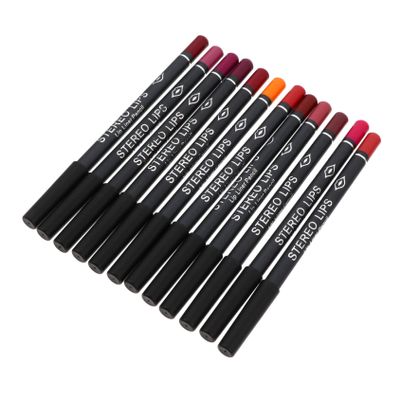 COLLBATH 12Pcs Matte Lip Liner Pencil Smooth Lip Shaping Cosmetic Pencils and Eyeliner Application Rich Pigment Portable Colors