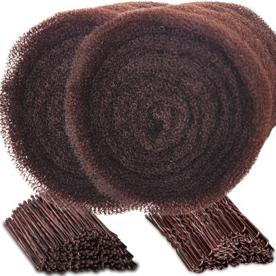 2Rolls Each 5inch70inch Hair Sponge for Updo with 100Pcs Hairpins, Hair Padding for Volume Insert, Filler Donuts for Updos,Volume Bumps Tool (Dark Brown)