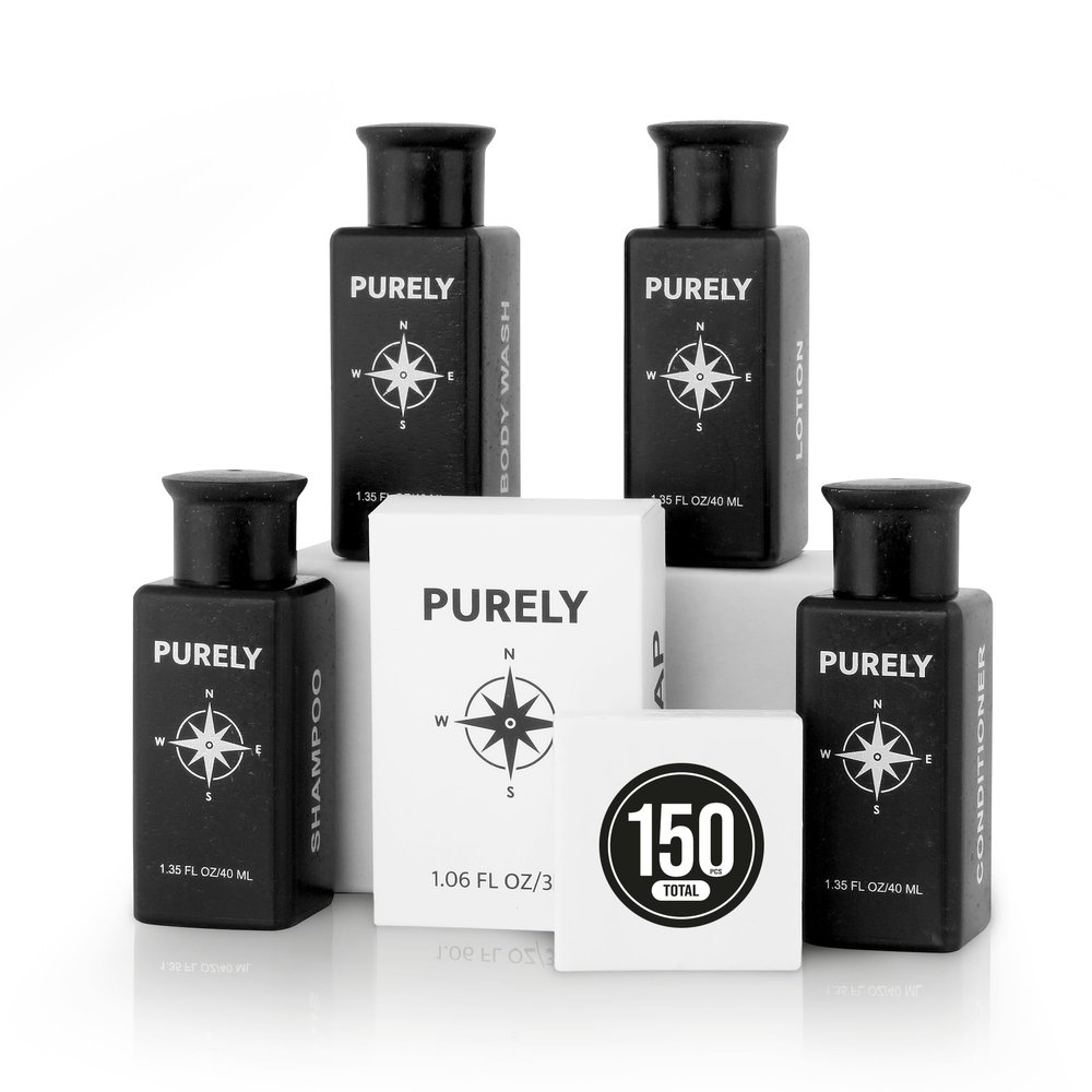 150Piece Bulk Travel Toiletries Set | Hotel & Airbnb Essentials | 1.3oz WheatStraw Bottles | Guest Bathroom Supplies + Homeless Outreach Kit