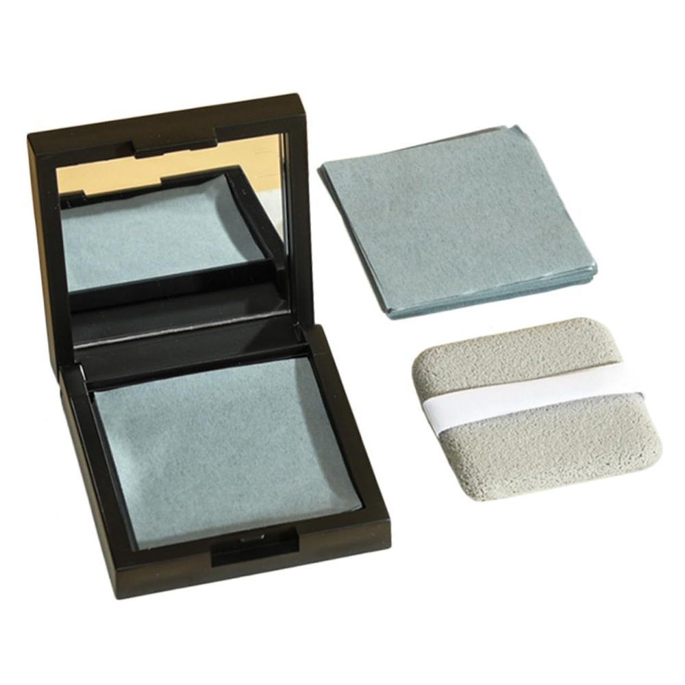 PENIKOKO Portable Oil Absorbing for Face with Mirror and Makeup Puff Thin Oil Control Papers for Oily Skin Instant Blotting to Remove Excess Shine Suitable for Men and Women