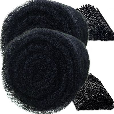2Rolls Each 5inch70inch Hair Sponge for Updo with 100Pcs Hairpins, Hair Padding for Volume Insert, Filler Donuts for Updos,Volume Bumps Tool (Black)