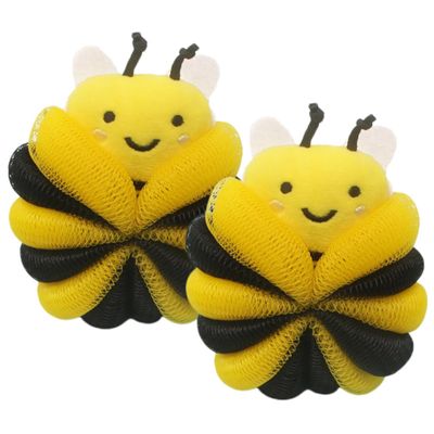 ARTSEWPLY 2pcs Cartoon Bath Loofah Soft Body Scrubber with Lanyard Quick Dry Mesh Sponge for Gentle Exfoliating and Fun Shower Experience