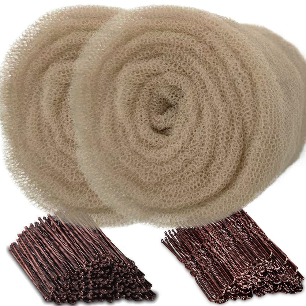 2Rolls Each 5inch70inch Hair Sponge for Updo with 100Pcs Hairpins, Hair Padding for Volume Insert, Filler Donuts for Updos,Volume Bumps Tool (Tan Brown)