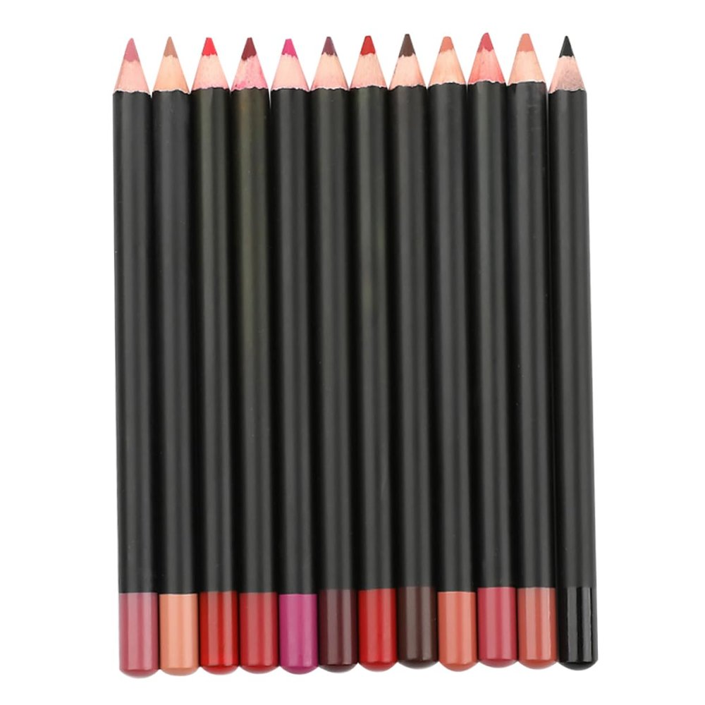 COOPHYA 12pcs Matte Lip Liner Pencils Smooth Lip Shaping Pen Eyebrows Eyeliner Multipurpose Makeup