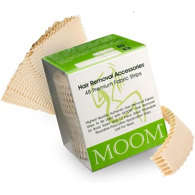Moom Waxing Strips for Women (48 Count) Polycotton, Specially Engineered for Maximum Hair Removal  Perfect for Bikini, Leg, Eyebrow, Body & Face Wax (only include strips)