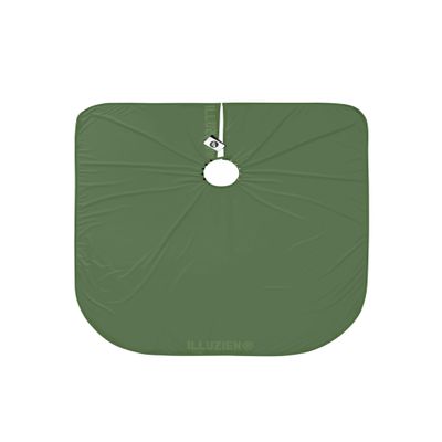 Illuzien Moss Green PRO Barber Cape, Hair Cut Drape, Water-Resistant Barber Accessories, Professional Cape (SNAP)