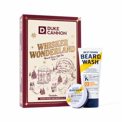 Duke Cannon Whisker Wonderland Beard Care Gift Set Beard Wash + Beard & Face Lotion Holiday Kit for Men Barley & Wheat Protein Vitamin B & E Light Citrus Scent Grooming Gift