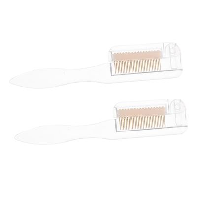 MOTHNUR 2Pcs Foldable Stainless Steel Eyebrow Comb and Eyelash Brush for Women Portable Makeup Tool for Grooming Shaping and Defining Eyebrows and Lashes Transparent White and Gold