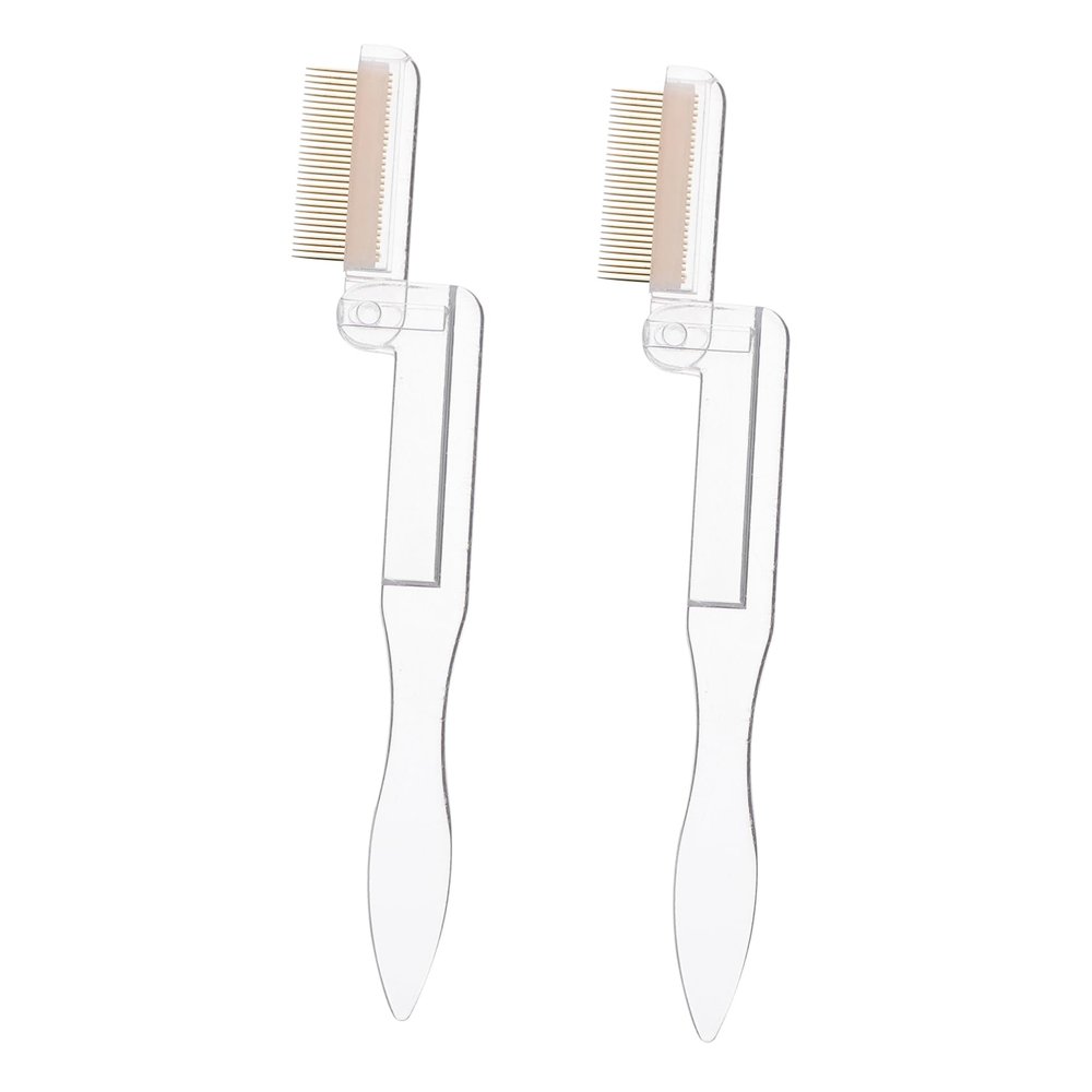 COSMEVIVI 2Pcs Foldable Eyelash and Eyebrow Combs with Ergonomic Stainless Steel Handle Portable Makeup Tools for Womens Natural Lash and Brow Grooming