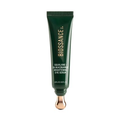 Biossance Squalane + 5% Niacinamide Eye Serum  Brightening & Depuffing Treatment for Dark Circles  Vitamin C & Caffeine Formula  Stainless Steel Rollerball for Soothing Massage  For All Skin Types