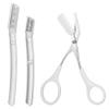 DINHEAROM Eyebrow Trimmer Scissor Kit with Non Slip Handle Safety Razor for Precise Grooming Sturdy Eyebrow Shaper for Women Beginners and Professionals Transparent view 1