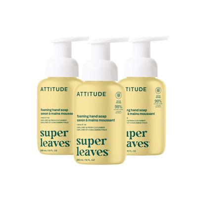 ATTITUDE Foaming Hand Soap, EWG Verified, Plant and Mineral-Based Ingredients, Vegan and Cruelty-free Personal Care Products, Earl Grey & Fresh Cucumber, 10 Fl Oz (Pack of 3)