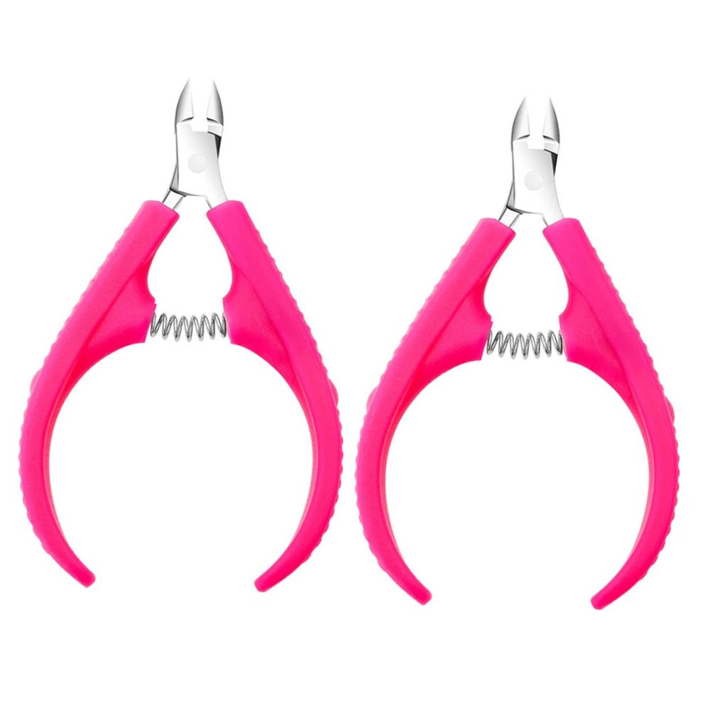 LOORGVEL 2Pcs Portable Nail Cuticle Clippers Non Slip Cuticle Trimmers for Manicure Fingernail and Toenail Dead Skin Removal Stainless Steel Tools