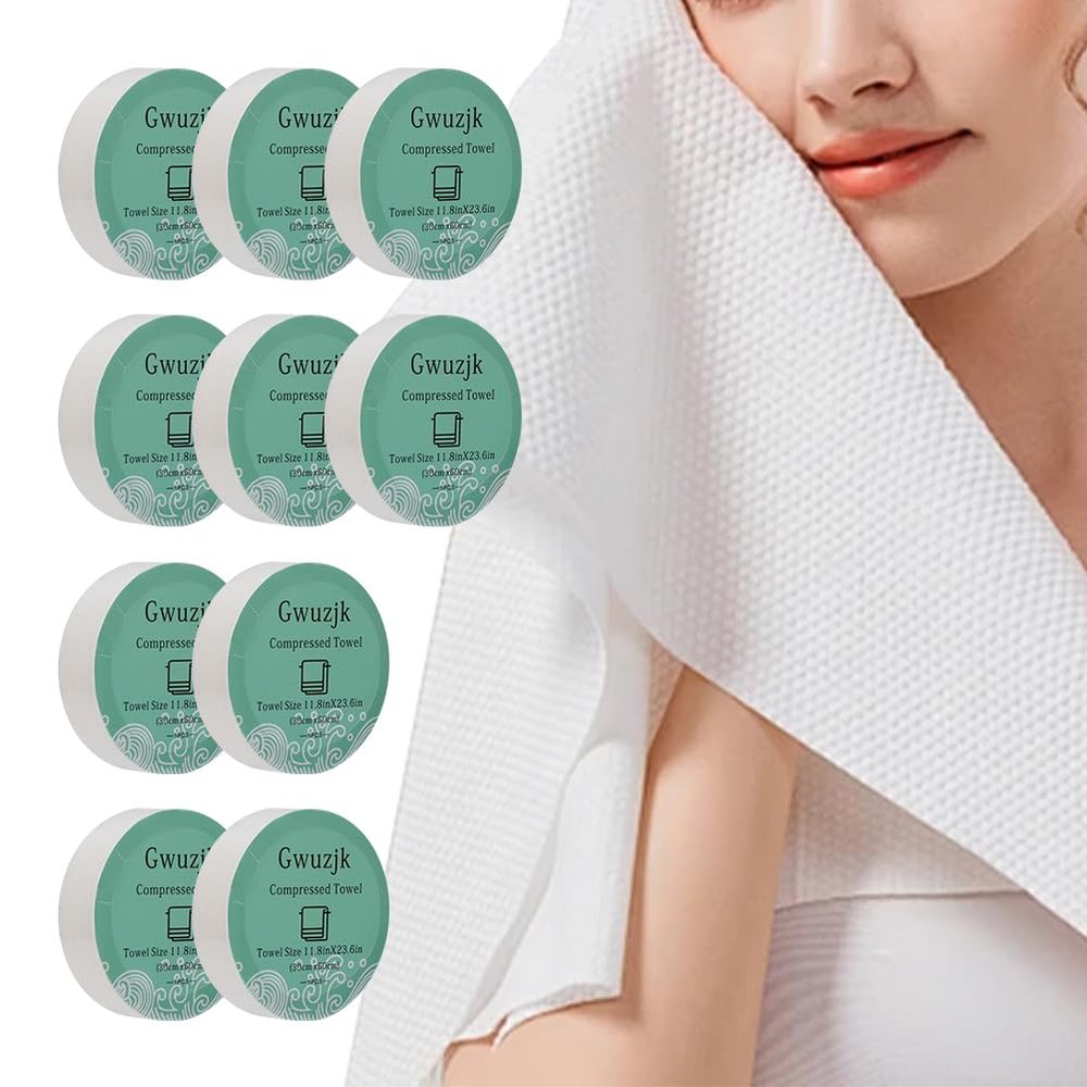 10 Pack Ultra-Soft Compressed Face Towels | Pocket-Size to 11.8"x23.6" XL | Makeup Removal & Skincare, Hygienic Quick-Dry for Travel, Gym (10 Count)