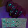 Glow In The Dark Butterfly Nail Temporary Tattoos for Women Girls Adult, 12 Sheets Luminous Flower Butterflies Wings Fake Black Tattoo Stickers Art Makeup Waterproof for Face Body Arm Party Favors view 1