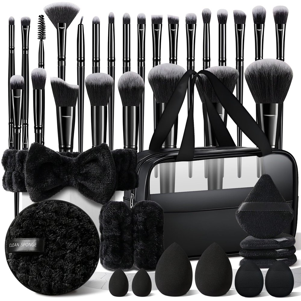 HGHDBT 40Pcs Black Makeup Brushes Set Professional Makeup Kit Multi-functional Makeup Tool Set with Case Facial Makeup Accessories, Foundation Makeup Brush Kit Eye and Face Make up Brushes & Tools