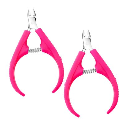 COMPUKAS 2Pcs Professional Stainless Steel Cuticle Nipper Non Slip Trimmer for Fingernail and Toenail Care Salon and Home Use Manicure Tool for Precise Cuticle Removal