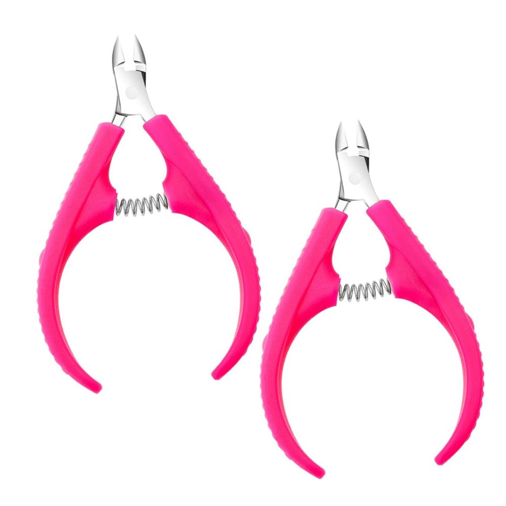 COMPUKAS 2Pcs Professional Stainless Steel Cuticle Nipper Non Slip Trimmer for Fingernail and Toenail Care Salon and Home Use Manicure Tool for Precise Cuticle Removal