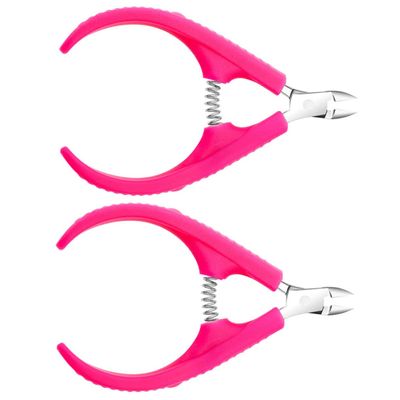 BEBEMOKO 2Pcs Professional Cuticle Cutter with Handles Stainless Steel Dead Skin Remover and Nail Art Accessory for Manicure and Pedicure Trimming