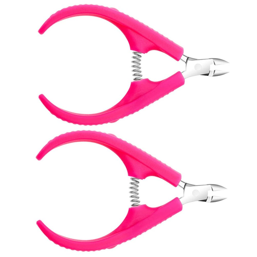 BEBEMOKO 2Pcs Professional Cuticle Cutter with Handles Stainless Steel Dead Skin Remover and Nail Art Accessory for Manicure and Pedicure Trimming