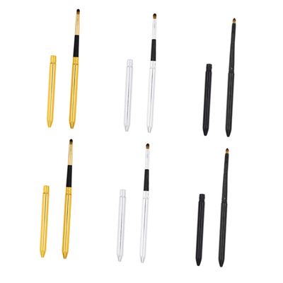 BATHVEVE 6Pcs Retractable Lip Brushes Makeup Tool for Women Dual Ended Non Stick Lipstick Applicators with Soft Bionic Wool Heads in Gold Silver Black Portable Cosmetic Beauty Kit