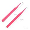 MENGKK Tweezers Pink Stainless Steel Tweezers Straight Bending Pick up Tool Eyelash lengthening tip Clip Nail Enhancement Tool(Pink01) view 2