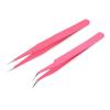 MENGKK Tweezers Pink Stainless Steel Tweezers Straight Bending Pick up Tool Eyelash lengthening tip Clip Nail Enhancement Tool(Pink01) view 3