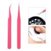MENGKK Tweezers Pink Stainless Steel Tweezers Straight Bending Pick up Tool Eyelash lengthening tip Clip Nail Enhancement Tool(Pink01) view 4