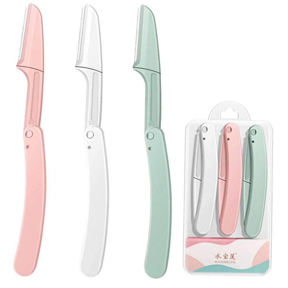 Beaupretty 6pcs Eyebrow Shavers Foldable Facial Hair Razors with Non Slip Grip Trimmers for Precise Eyebrow Shaping at Home Portable Lightweight Design in Pink White Green