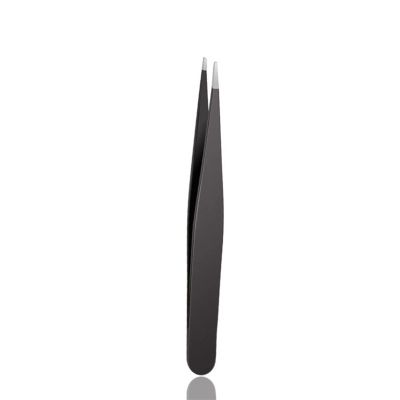MENGKK Tweezers Stainless Steel Eyebrow Tweezer Hair Pluckers Clip Eyebrow Trimmer Eyelash Extension Clip Makeup Beauty Repair for Eyebrow Too(Black02)