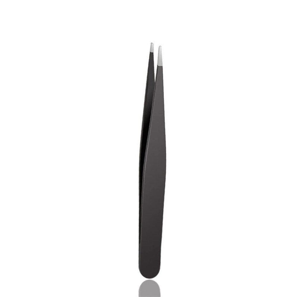 MENGKK Tweezers Stainless Steel Eyebrow Tweezer Hair Pluckers Clip Eyebrow Trimmer Eyelash Extension Clip Makeup Beauty Repair for Eyebrow Too(Black02)