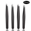 MENGKK Tweezers Stainless Steel Eyebrow Tweezer Hair Pluckers Clip Eyebrow Trimmer Eyelash Extension Clip Makeup Beauty Repair for Eyebrow Too(Black02) view 2