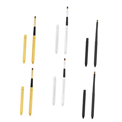 COSMEVIVI 6Pcs Retractable Lip Brush with Lids Portable Makeup Applicators for Lips and Eyeshadow Travel Friendly Beauty Tools in Gold Silver and Black Colors