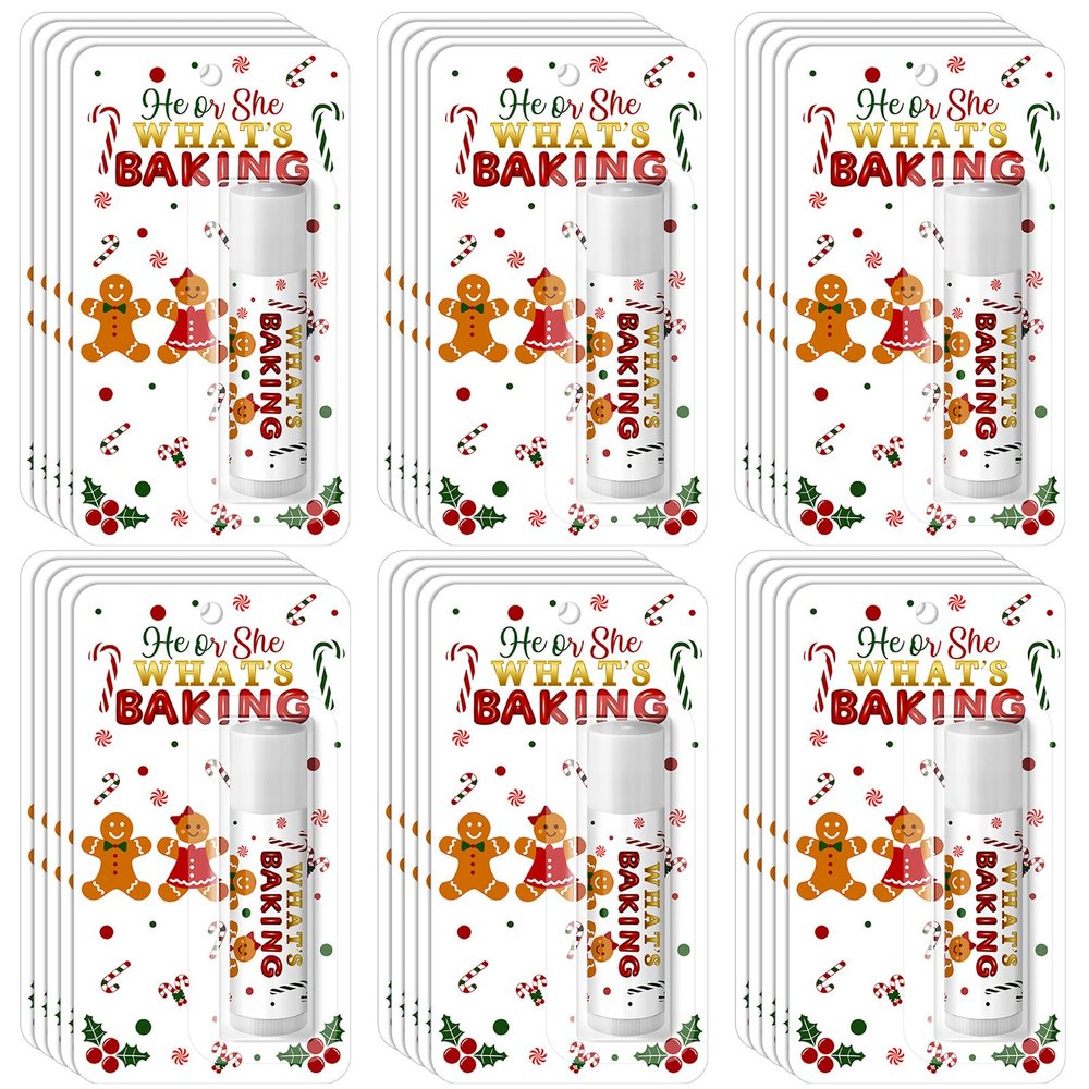 30 Pack Christmas Lip Balms Gifts Bulk Gingerbread Baking Baby Shower Games Prizes Gifts Bulk Lip Balms Favors for Winners Adults Guests Gender Reveal Favors Decorations Christmas Party Supplies