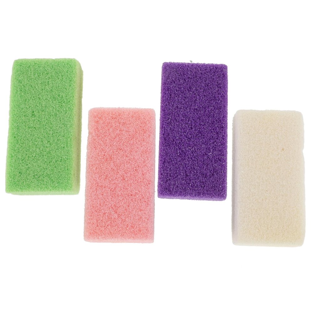 PHENOFICE 4PCS Natural Foot Care Scrapers Rough Pumice Stones for Dead Skin Removal Callus Exfoliating Rocks with Smooth Edges and Comfortable Grip for Men and Women Pedicure Random Color