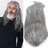 12inch Long Toupee Hair for Men Mens Human Hair Replacement System Mono Lace with PU Natural Hairline Male Hair Pieces Protesis Capilar Hombre Men's Hairpiece 8x10 Inch 1B Off Black with 60% Grey view 1