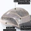 12inch Long Toupee Hair for Men Mens Human Hair Replacement System Mono Lace with PU Natural Hairline Male Hair Pieces Protesis Capilar Hombre Men's Hairpiece 8x10 Inch 1B Off Black with 60% Grey view 3