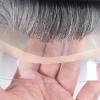 12inch Long Toupee Hair for Men Mens Human Hair Replacement System Mono Lace with PU Natural Hairline Male Hair Pieces Protesis Capilar Hombre Men's Hairpiece 8x10 Inch 1B Off Black with 60% Grey view 4
