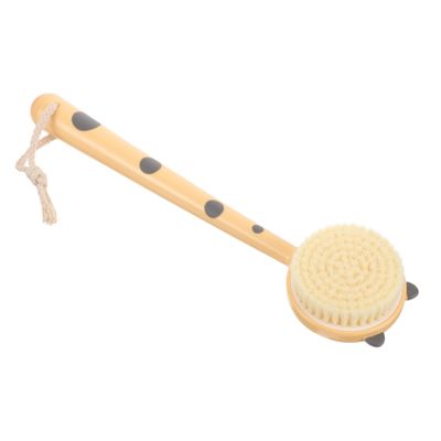 ADOCARN Soft Bristle Body Bathing Brush with Long Ergonomic Handle for Shower Gentle Massage and Pet Hair Cleaning Dense Foam Producing Leopard Print Design Lightweight and Portable for