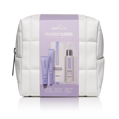 HydroPeptide Positively Glowing Peptide Powered Skin Illuminating Kit, Polish & Plump Face Peel Set (30ml & 50ml) & Vitamin C Mask Sachets (x4)