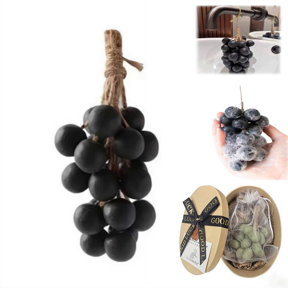 Advanced Handmade Soap, Handmade Natural Soaps on a Rope, Body Shower & Hands,Artisan Bath Grapes Bunch Cold Soaps, Handcrafted Bath Ornament for Face, Body Shower & Hands
