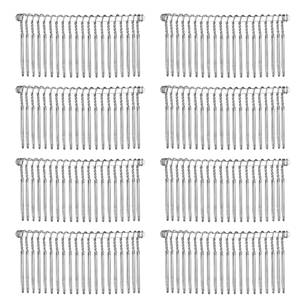 GSHLLO 8 Pcs 20 Teeth Metal Side Hair Combs Wedding Hair Slide Combs Bridal Veil Hair Comb Decorative DIY Headpieces French Twist Updo Bun Holder for Craft Projects